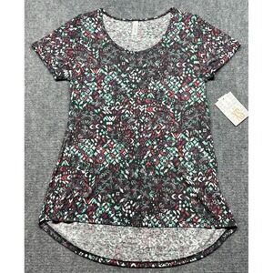 LulaRoe Classic Linen T-Shirt Womens XS Multicolor Geometric Round Neck